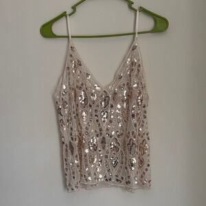 white beaded vintage tank top